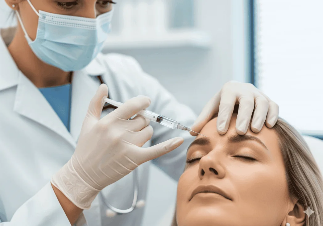 Aplicação de botox no terço superior do rosto